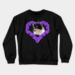 Floral cat nice t shirt purple flower Crewneck Sweatshirt